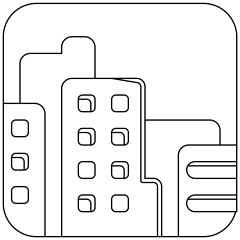 Cityscape At Dusk Emoji Coloring Page